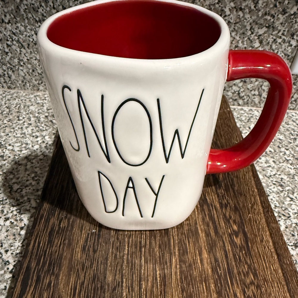 Rae Dunn “Snow Day” Artisan Collection Mug with Red Inside and Handle